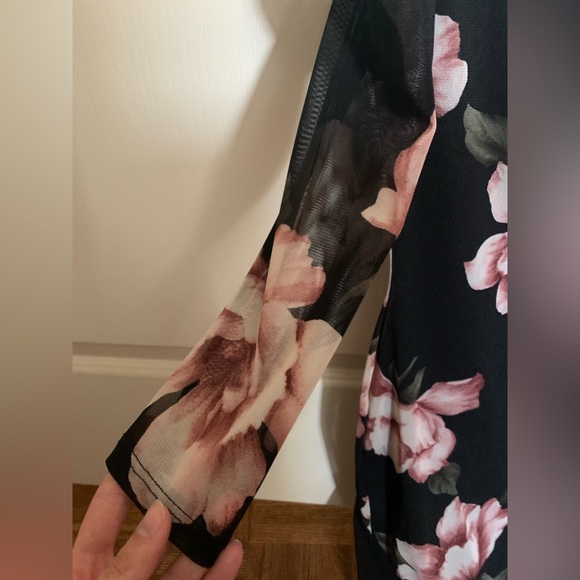 Guess Black Off the Shoulder Mesh Floral Dress Mini XS - Picture 5 of 7